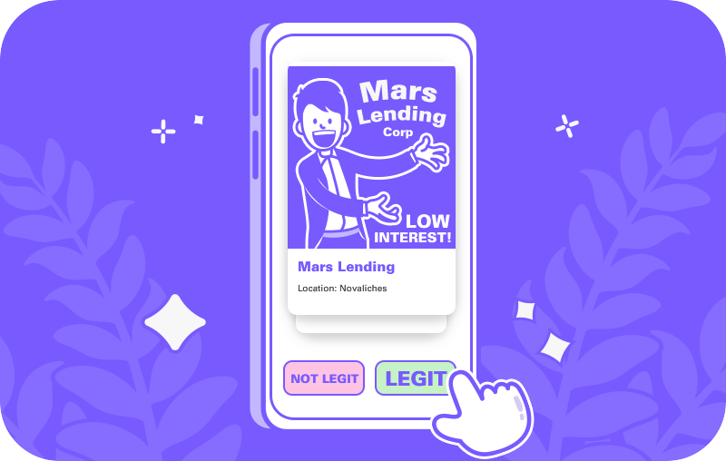 mobile phone displaying a legit lending company